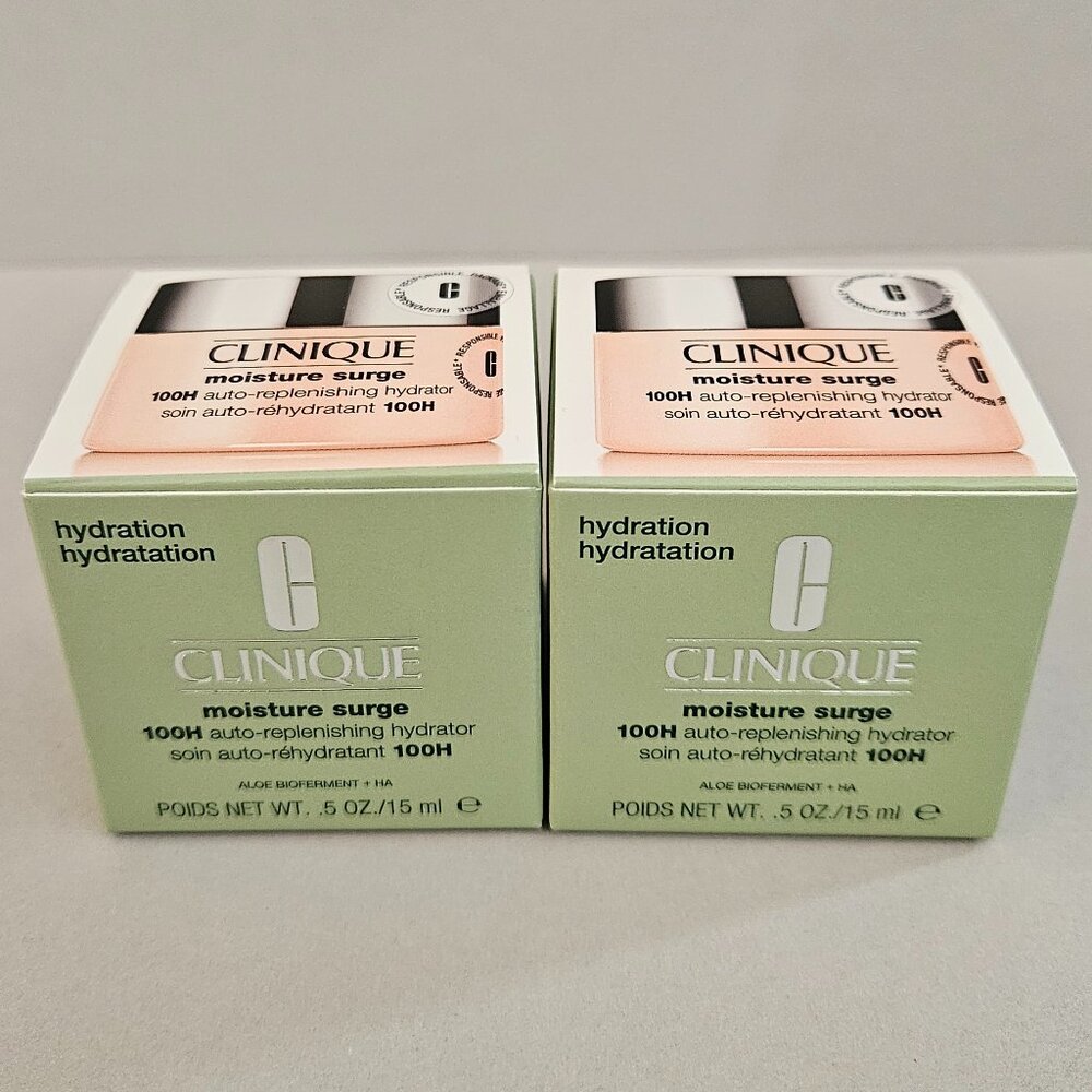 2X Clinique Moisture Surge100H Auto Replenishing Hydrator .5 oz Each Travel Size